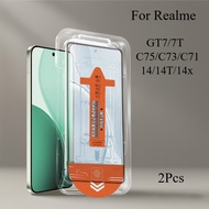 2Pcs Dust Free Easy Installation Tempered Glass For Realme 14 14T 14x C75 C73 C71 GT7 GT 7T Screen P