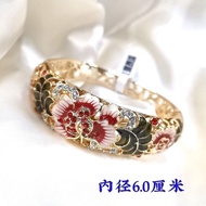Old Beijing Cloisonne Open Female Bracelet Fashion Gold-Plated Inlaid High-Gloss Crystal Holiday Gif