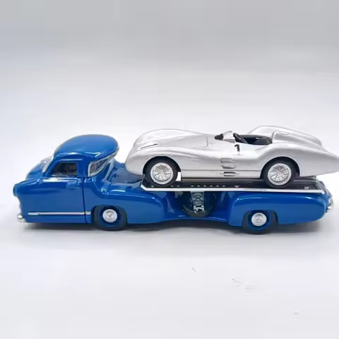 NOREV Diecast 1:64 Scale Trailer Transporter Blue Alloy Simulation Car Model Static Collection Decor