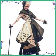 Cruella De Vil Cosplay Costume Women Gown Black White Maid Dress Outfits Halloween Party  Performanc