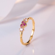 DIWENFU 18K แหวนทับทิมเครื่องประดับทองคำสำหรับผู้หญิง Bague หรือ Jaune Anillos De Red ทับทิมสีแดง18K แหวนทองคำ Bizuteria Anel