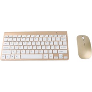 Keyboard Mouse Set 2.4G USB Thin Ergonomic Mute for Computer (Luxury Gold Color) P5JZ