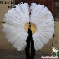 NARCISSUS Handheld Fur Fan, 30*52cm 35*60cm 12 Bones Folding Fan, Runway  Props Big Red Ostrich Perf