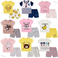 JH Market 2pcs/set Boys Girls Soft Cotton Short Sleeves Shirt + Shorts Suit Home Wear