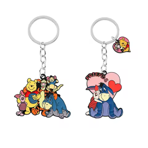 Disney Pooh Bear Tigger Keychain Cartoon Piglet Eeyore Keyrings For Best Friends Backpack Accessorie