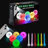 CRESTGOLF Glow in The Dark Golf Balls - Light Activated 6 - Color LED Night Balls- with 12 Golf Tees