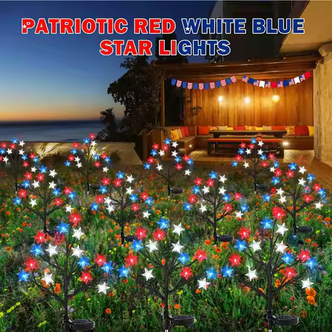 1/2PCS 15LED Red White Blue Star Solar Lights Outdoor Waterproof Fairy Atmosphere Night Light Indepe