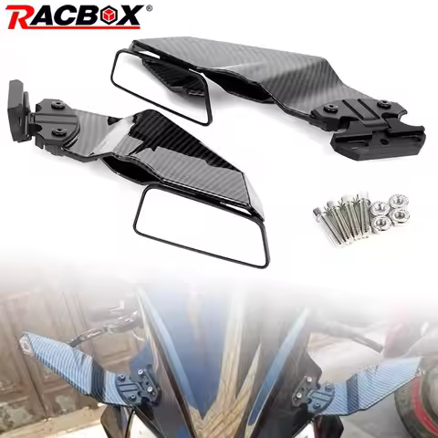 Motorcycle Carbon Fiber Wind Wing Rearview Mirror Adjustable Side Mirrors for Yamaha YZF R1 R15 V3 V