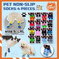 CATTO 4pcs Dog Cat Socks New Year Pet Socks Non-Slip Teddy cat cute dog foot cover Stoking Kucing An
