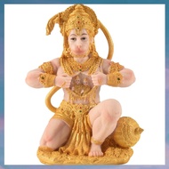 (XCTS) Gold Hanuman Statue Indian Lord Sculpture India Figurine Collection Idol Murti Sculpture for