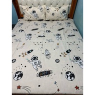 Beige Space Fully Garterize 100% Premium Canadian Cotton Bedsheets With 2 Pillowcase.