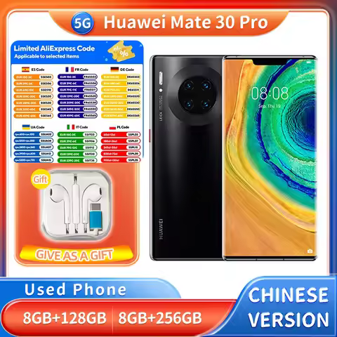 HUAWEI Mate 30 Pro 5g 128GB 256GB ROM 6.53inch 2400x1176px 40MP 4500mAh Battery BSI CMOS 5G DCI-P3 U