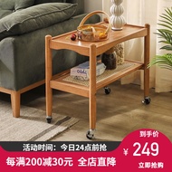 HY-JD Yiliuyuan Solid Wood Tea Table Removable Sofa Side Table Living Room Corner Table Side Cabinet Kitchen Trolley Rac