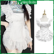 WIN Maid Apron Costume Ruffled Waist Apron Halloween Maid Apron for Women Halloween Cosplay Kitchen 