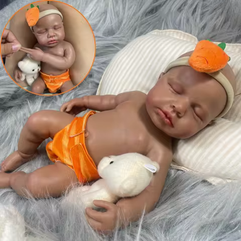 Mini 12 Inch African Americans Black Girl LouLou Full Solid Silicone Reborn Baby Dark Skin Washable 