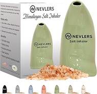 mockins Easy to Use Ceramic Salt Inhaler and Includes Pure Himalayan Pink Salt - Green Color | Asthma and Allergy Relief