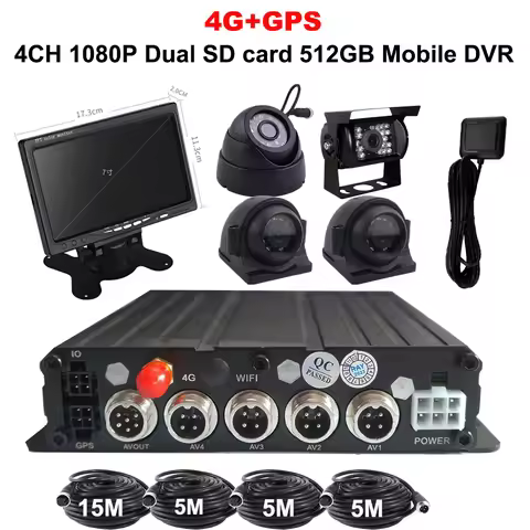 4G GPS WiFi DVR 4 Channel 1080P Dual SD Car 512GB SD Card DVR Video Recorder for Training Car 4CH Mo