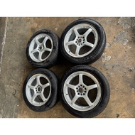 Rays G-Games Foundry 17 Inch 17x7JJ ET43 5x100 5x114.3 PCD Sport Rims with Tyres Original Halfcut Ma