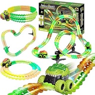 OSALON Dinosaur Race Car Tracks Toys Set for Kids Boys Girls Ages 3 4 5 6+ Electric Dinosaur Turkc C