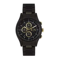 【吉米.tw】全新正品 A|X Armani 黑金色三眼計時碼錶 IP黑電鍍不鏽鋼錶帶 男錶女錶 AX1604 0615