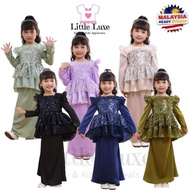 LITTLE LUXE Baju Kurung Budak Perempuan Peplum Cotton Lace Kanak Kanak Baju Raya Baru