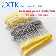 GD 50PCS Wire wound resistor fuse 1/2W 0.1R - 560R 1R/2R/3R/3.3R/47R/1R/4.7R/5.1R/10R/20/30/100/200 