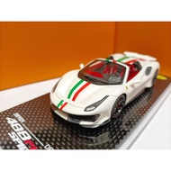 DF 1 43 Ferrari 488 Pista Spider Convertible Version Supercar Resin Model Pearl White