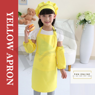 Full Kids Apron Set  Children Appron Chef Hat Art Drawing Topi Epron Kitchen Painting Baking Cooking