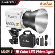 Godox ML60II BI 2800K -6500K แฟลชวิดีโอโหมดเงียบแบบพกพารองรับการปรับความสว่างไฟ LED กลางแจ้งอัพเกรด ML60 II