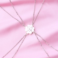 Elviragirl 4Pcs/Set Four Leaf Clover Stitching Magnet Stone Necklace for Kids Girls Fashion Friendsh