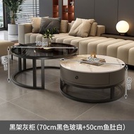 岩板茶几 輕奢現代簡約圓形小戶型茶几 客廳家用極簡大理石（平行進口）（快遞送貨上門）