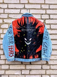 Devilman crybaby 漫畫 不動明 Akira fudo 不動 禮物 手繪訂製丹寧外套 手工