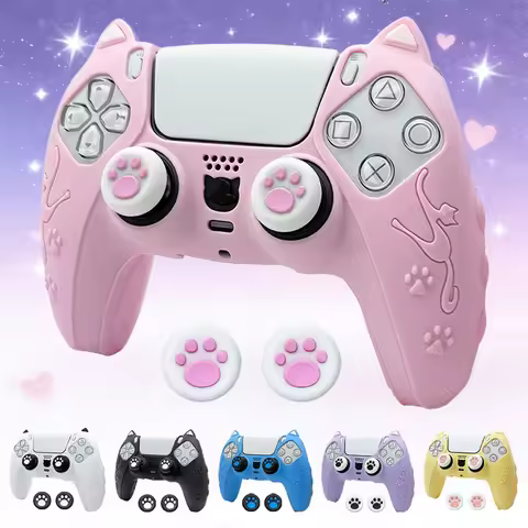 Cat Paw Protective Case For PS5 Controller Cover Soft Silicone Case For Dualsense 5 Skin Cover with 