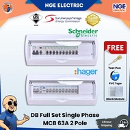 DB| [SET DB] DB box Full Set10 Way full set incoming 63A 2 Pole 100mA Brand Schneider/Hager