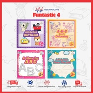 FUN TASTIC 4 Activity book for playing while learning: Dot to Dot, Trace the Line, A Maze-ing, ABC D