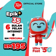 Tune Talk Epik+ 35 (6 Bulan) Kad Sim | 150GB Internet 5G/4G Tanpa Had Kelajuan