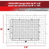 ANALIM Cargo Net for Pickup Truck Bed, 4' x 6' Stretches to 8' x 12' Heavy Duty Bungee Cargo Net wit