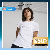 PUMA BASICS - เสื้อยืดผู้หญิง Essentials+ Metallic Logo สีขาว  - 84830302