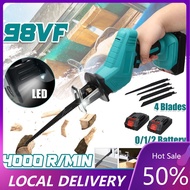 98VF Green Cordless Reciprocating Saw Portable Rechargeable with 1/2pc Li - ion Battery 4 Blades for