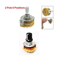 RS25 2P6T Potentiometer With Switch Shaft Panel Mount 2 Pole 6 Position Rotary Switch Selector Band 
