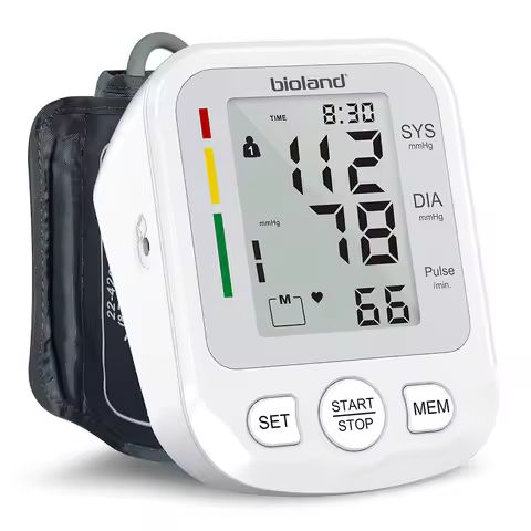 bioland 2005-1 Rechargeable LCD Display Wrist Blood Pressure Monitor Upper Arm Automatic Digital BP 