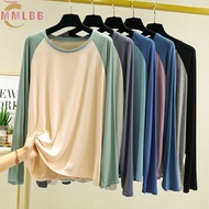 Women modal T-shirts Modal Plain t-shirts long Sleeve round neck Tops  Casual Loose t shirts xl-6xl