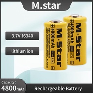 / /M.Star 16340 4800mAh 3.7V Li-ion CR123A Lithium Rechargeable Batteries.