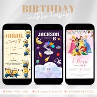 Kad Hari Jadi, Kad Jemputan Digital, Birthday Invitation Template, Birthday Digital E-Card, Kad Jemp