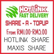 HOTLINK Share - a - Topup RM1 ~ RM 5 Only