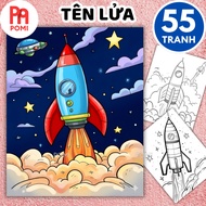 Coloring Pages Space Rocket Theme A4 A5 Size - POMI Toys