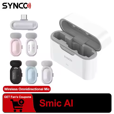 Synco Smic AI Wireless Condenser Omnidirectional Microphone with AI-Powered Noise Cancellation for V