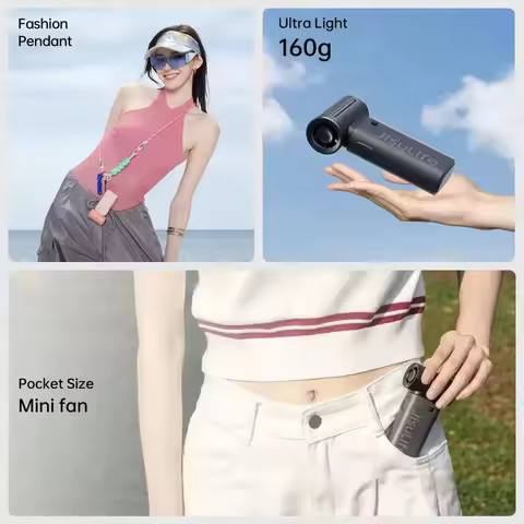 NEW JISULIFE Life9 Turbo Handheld Fan 5000mAh 5 Speed 18H Battery 6.5m/s for Outdoor Travel