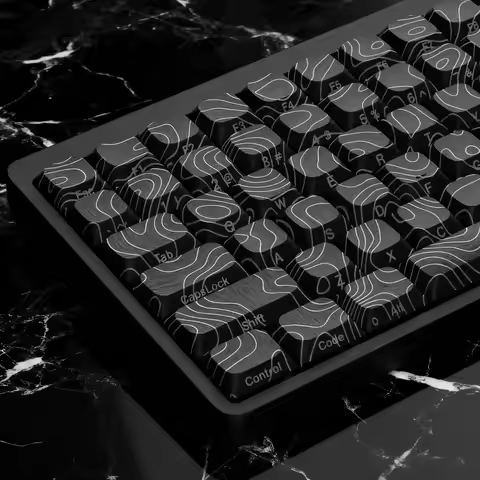 120-Key Low Profile Keycap Black Contour Dye-Sublimation PBT Keycaps for MX Switch Mechanical Keyboa