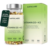 Vitamin D3 K2 MK7 (99.9% All-Trans) with Extra Virgin O Oil - 180 Softgels D3 and K2 Vitamin plement